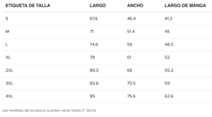 Medidas camiseta "Vuestra historia" hombre